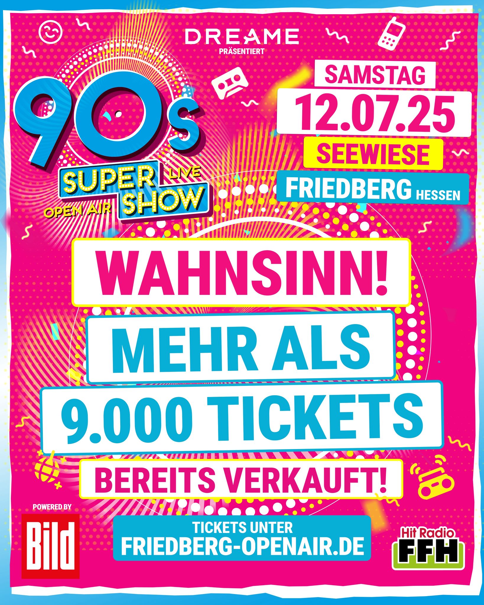 🚨 Über 9.000 Tickets sind schon weg – der Countdown läuft! 🚨
Hessens größte 90er Open Air Party steuert auf ein volles Haus zu – und du willst nicht nur die Stories danach sehen? Dann sichere dir jetzt dein Ticket, bevor es zu spät ist! 🔥
Live on Stage: 2 Unlimited, Haddaway, Whigfield, Lou Bega, East 17, Oli.P, Caught in the Act – und viele mehr!
💥 Ein Abend. Ein Jahrzehnt. Eine Party, die du nie vergessen wirst – mehr 90er geht nicht.
⏳ Wer zu lange wartet, steht am Ende ohne Ticket da.
🎟️ Jetzt Tickets über unsere Webseite sichern!
#90er #90ssupershow #hessen #friedberg #openair #seewiese