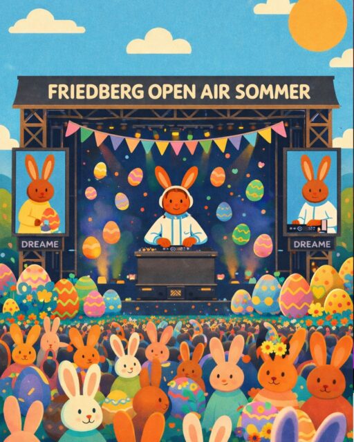 🌸🐣 Frohe Ostern wünscht das Team vom Friedberg Open Air 🐰🌞

Wir hoffen, ihr genießt die Feiertage mit euren Liebsten – vielleicht ja schon bei den ersten Sonnenstrahlen, bunten Eiern und jeder Menge Schoki!

Der Countdown zum Open Air Sommer läuft – wir freuen uns jetzt schon riesig, bald mit euch unter freiem Himmel zu feiern!